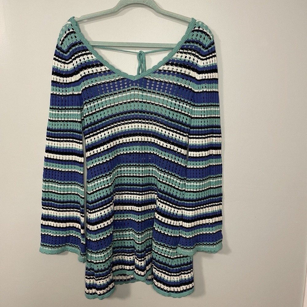 Forever 21 Striped Crochet Beach Cover-up Mini Dress Size M